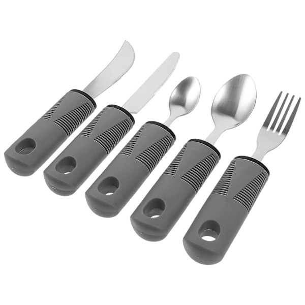 1 set av bestick för funktionshindrade, halkfria bärbara bestick, bestick för funktionshindrade (21,00X3,50X2,00CM, grå)