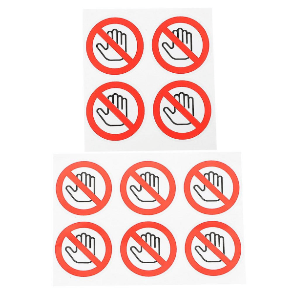 10 ark rør ikke-klistermærker brug ikke bevægelser selvklæbende mærkat ingen berøringsskilte (4X4X0.01CM, som vist på billedet)