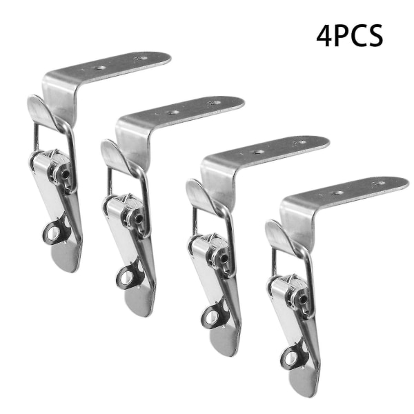 90 Degrees Duck-mouth Buckle Hook Lock Stainless Steel Spring Loaded Draw Toggle Latch Clamp Clip Silver Hasp