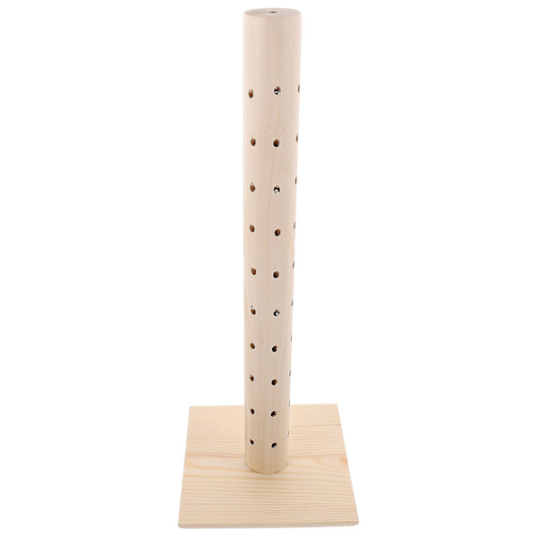 360 graders roterende slikkepindholder i træ med dekorative runde huller (42X14.5X14.5CM, som vist på billedet)