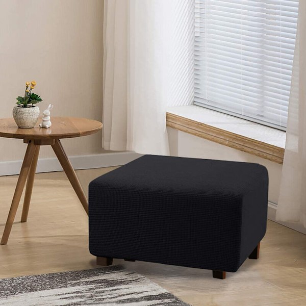 Stretch Ottoman-överdrag, mjuk rektangulär överdrag med elastiskt bälte, S blå