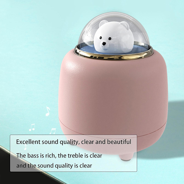 Rymdkapsel Bluetooth-högtalare söt husdjursläkande natt mini trådlös högtalare, hög volym bärbar lämplig för skrivbord/bil (rosa)