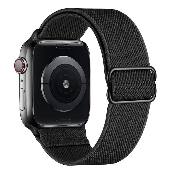 Egnet for Apple Watch-rem, Justerbar Stretch Nylon-flettet sportsrem, Passer for Iwatch-serien, svart (38-40-41 mm)