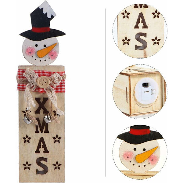 Julbelysning Dekorationer Jul Tomte Snögubbe Ren Trä Jul Nattljus Centerpieces Skrivbordsdekoration för Jul Heminredning