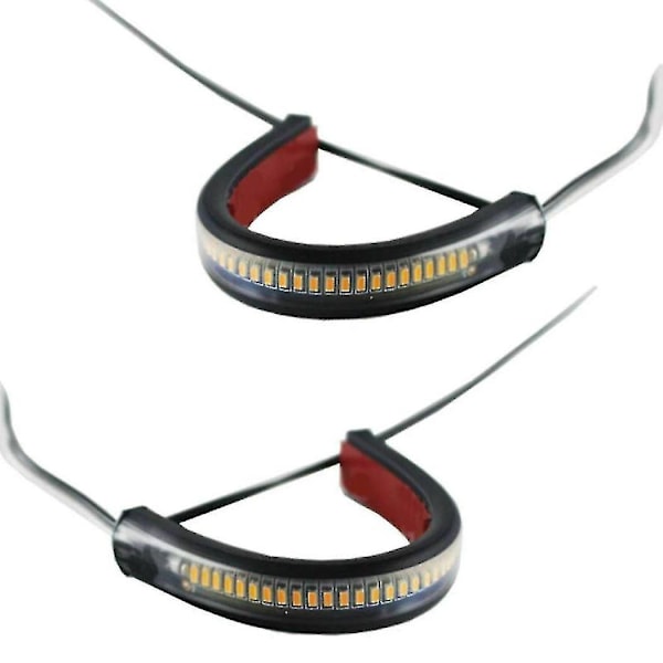 Flexibla Switchback Dubbel Färg Vit Bärnsten Motorcykel Led Gaffel Blinkers Drl Dagsljus Körning Li