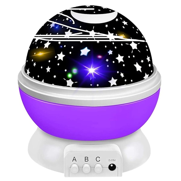 Stjernehimmel-projektor baby nattlys LED 360 roterende projeksjonslampe romantisk LED