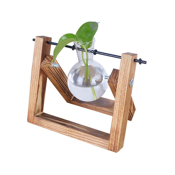 Deco Trästativ med Hydroponisk Glasvas Hängande Vas Blomma Vas Bordsvas Dekorativ Vas