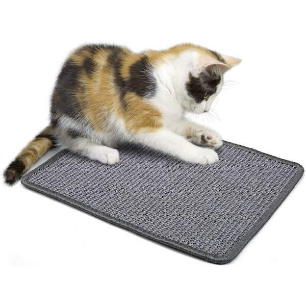 Naturlig Sisal Katt Repmatta, Halkskyddad Kloklippningsleksak för Katter (Mörkgrå Rektangel, 30x40cm)