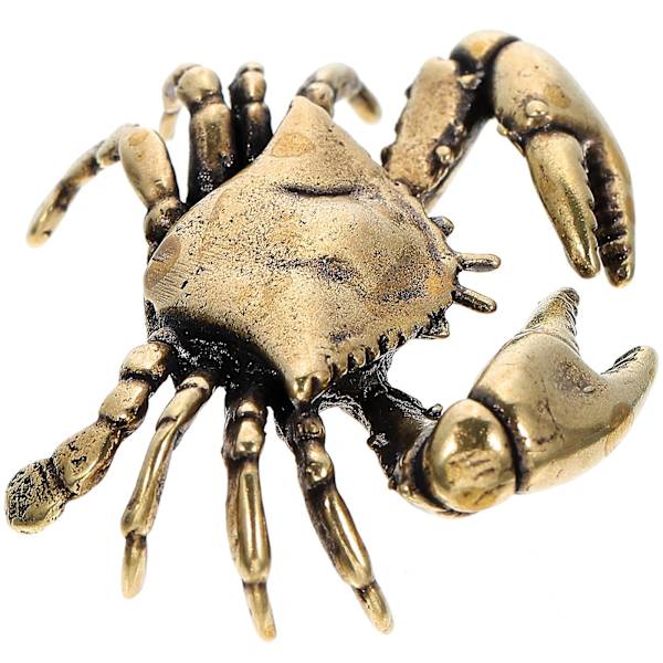 Retro-stil krabbe ornamenter skrivebord messing krabbe ornamenter husholdning messing håndværk (5X3.2X1.2cm, guld)