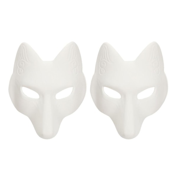2-pak Fox Cosplay-maske tegneseriemaske Adult Masquerade Party Favors (28X25 cm, hvid)