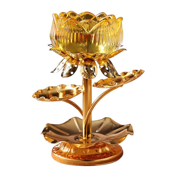 1-osainen Lotus Shape -kynttilänjalka Tyylikäs metalliseos kynttilänjalka temppelikynttilänjalka (keltainen) (9,5x12 cm, keltainen)