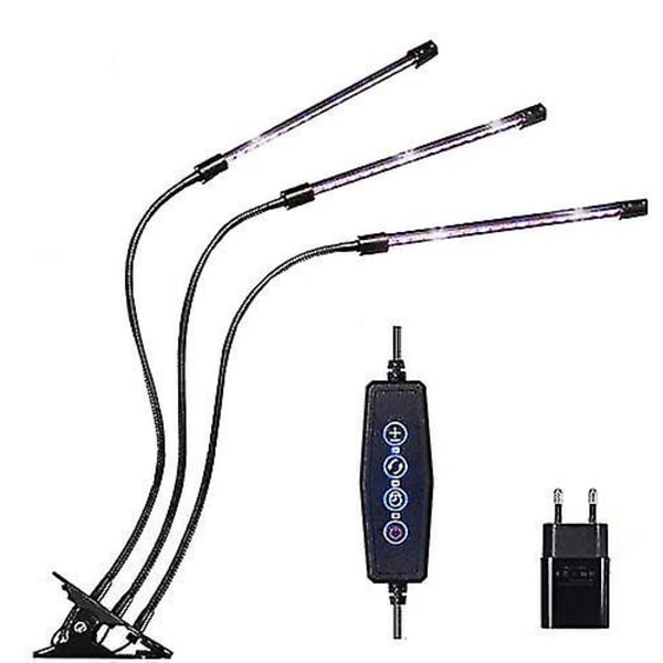 LED-växtlampa klämma med 24h automatisk timerbrytare, dimbar