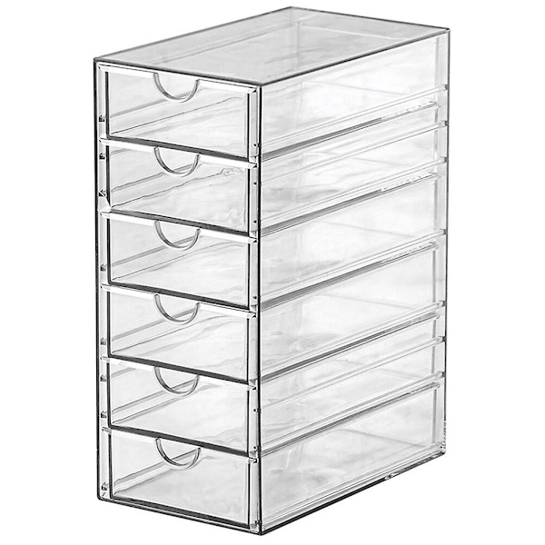 Skrivebords skuffe opbevaringsboks multi-lag transparent opbevaringsboks multifunktionel smykke opbevaringsstativ (25X17.5X10.4CM, transparent)