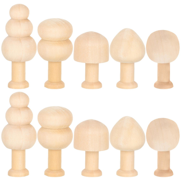 10 assorterte ubehandlede tre soppmodeller (5,9X2,5 cm, som vist på bildet)