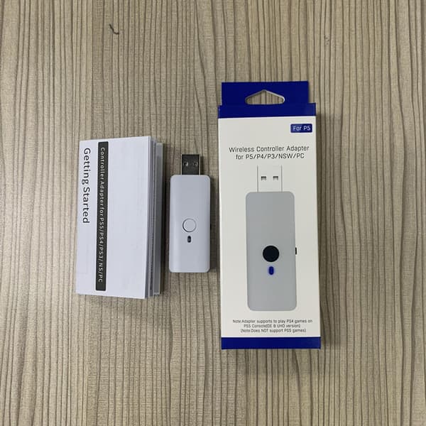 Trådlös och trådlös Bluetooth-kontrolleradapter för PS5/PS4/switch/PC/P3-värd (vit)