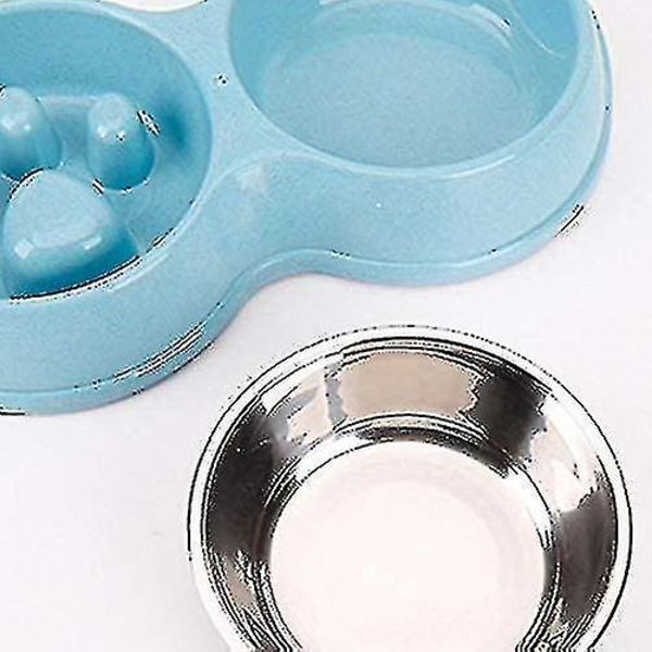 2 i 1 Anti Gluttonous Hund Katt Skål, Interaktiv Slow Feeding Skål Halkskyddad Husdjursskål