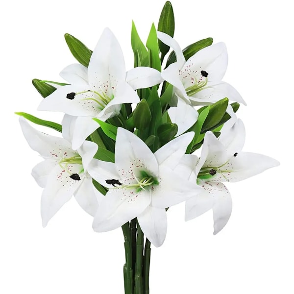 5-pack Konstgjorda Liljekvistar Real Touch Konstgjorda Blommor för Bröllop Hem Fest Trädgård Butik Kontorsdekoration Plast Lilja Konstgjorda Blommor.