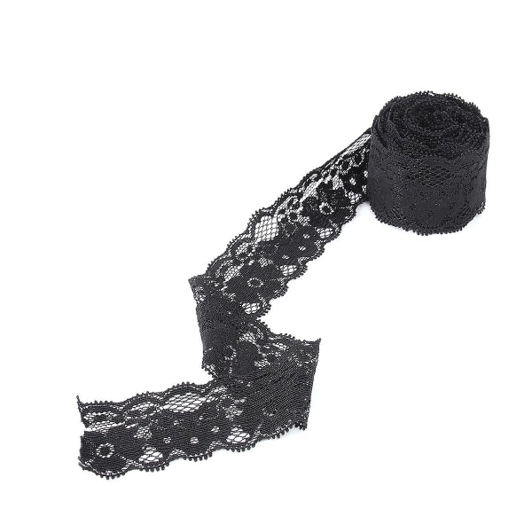 Kod stretch blomspets DIY dekorativa kläder sömnad pyssel DIY klänning (svart) svart)