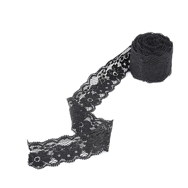 Koodin venytyskukka pitsi DIY koristeelliset vaatteet ompelukäsityöt DIY mekko (musta) musta)