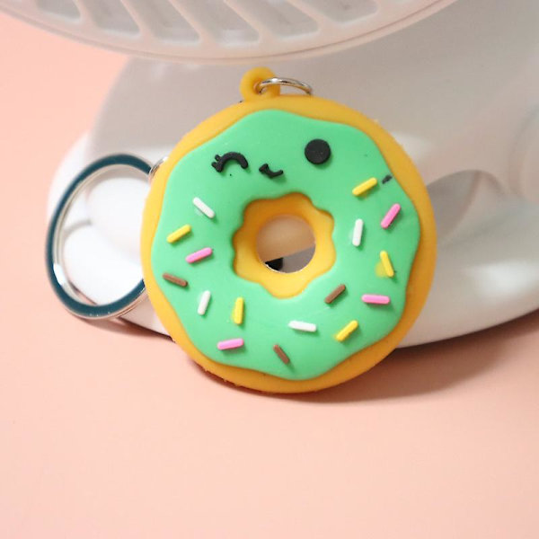 2 stk. populær nøglering (pink + grøn) Stereoskopisk tegneserie vedhæng Donut nøglering