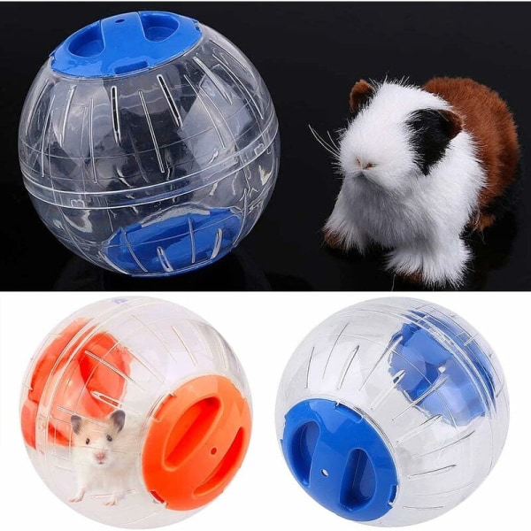 Hamster Mini Löpband Fitnessboll, Plast Söta Hamsterleksak, Smådjursleksak, Träningshjul, 2 st, Blå, Orange