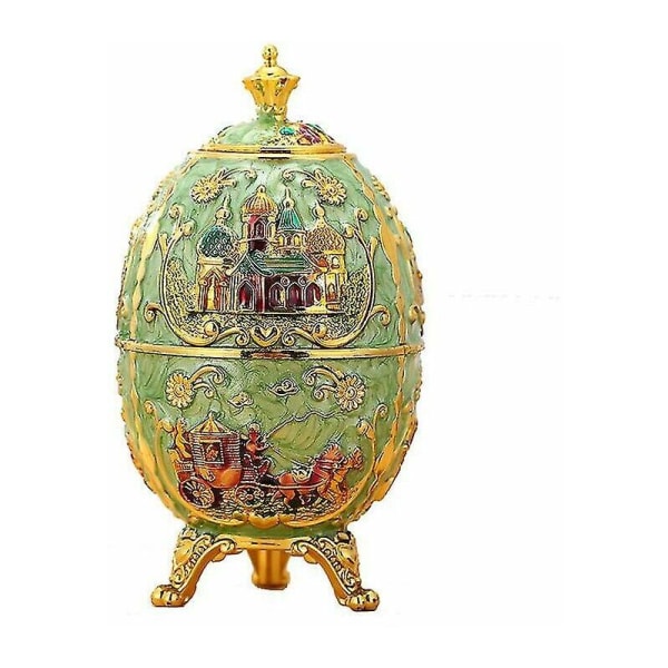 Full Fabergé Egg, Imperial Fabergé Egg Fabergé Egg Påskägg Handmålade Faberge Emalj Ägg Box Tandpetare Box (Rött Slottsspira)