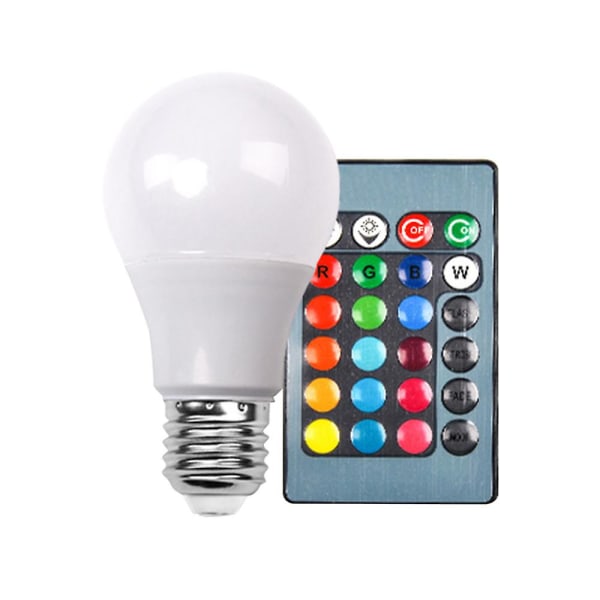 2023 Ny oppgradert 16 fargeskiftende E27 LED-pærelampe med IR-fjernkontroll（10W，Hvit）