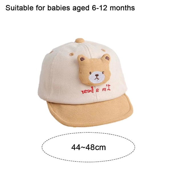 Baby Baseball Cap 6-12 månader Pojkar Solkeps Söt tecknad stil Avslappnad Hållbar 6