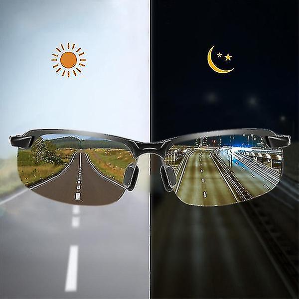 Polarized Photochromic Sunglasses Men's Uv400 Driving Transition Lens Sunglasses（Black）