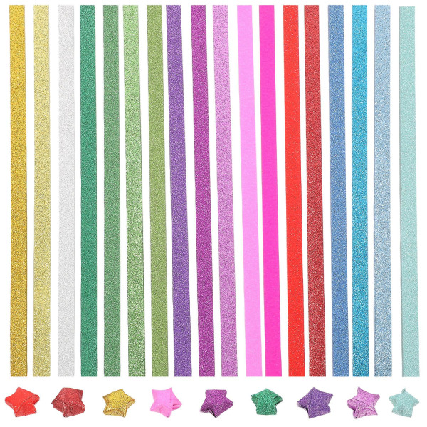720 ark glitter-origami-materialer stjerner til fremstilling af origami-foldepapir, håndlavet origami (0,01X1X24CM, som vist på billedet)
