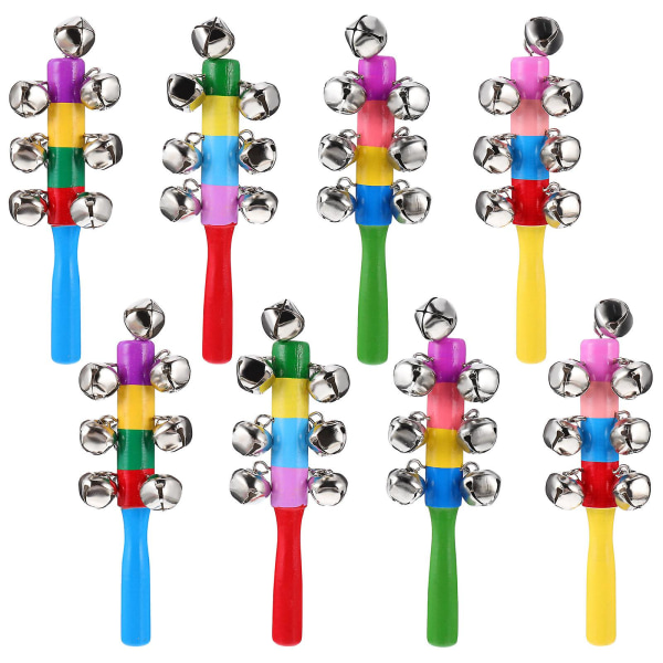 8 Pakke med morsomme Baby Hand Rattle Leker Baby Rattle Toys Pedagogiske leker (tilfeldige farger) (15X4X4 cm, som vist på bildet)