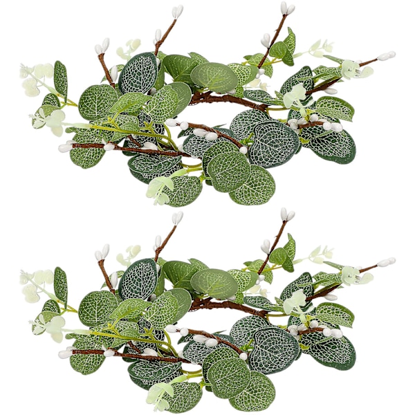 2 kappaletta koristeellisia kynttiläseppeleitä Koti kynttiläseppeleitä Lomakranssi Koristeelliset pääsiäistarvikkeet (15.00X15.00X2.00CM, Vihreä)