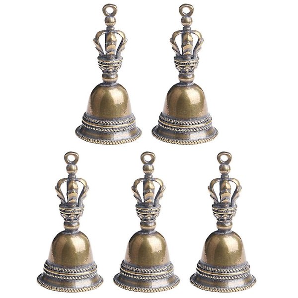 5-pak messing håndklokker retro stil håndklokke ceremoni håndklokke dekoration (4.85X2.55X2.55CM, som vist på billedet)