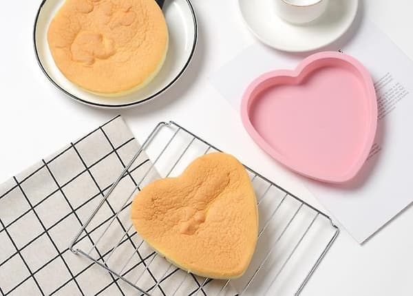 Lagkageform Sæt Rund Og Hjerte Kageforme Silikoneform Non-Stick Silikone Kage Bageform (Sæt med 4)