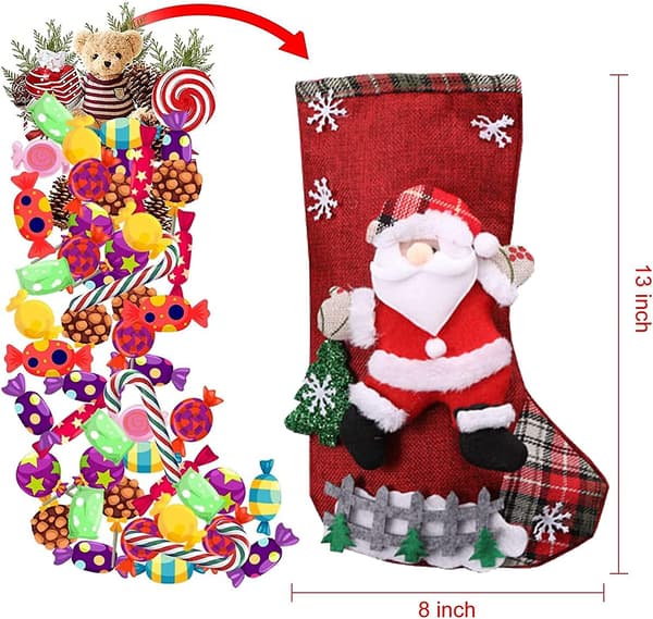 4-pack julstrumpor, 18-tums set strumpor med tomte, snögubbe