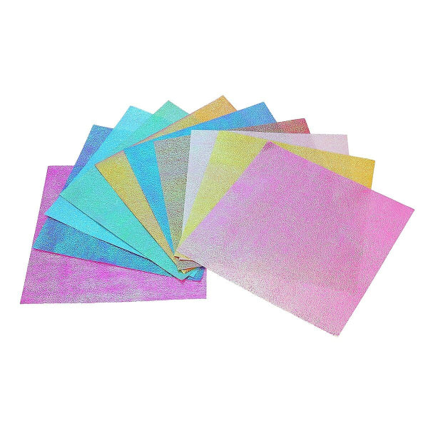 50 stk regnbuepapir firkantet skinnende brettet papir DIY håndlaget papirkranpapirutskjæring (15 cm, 10 farger) (50 stk, som vist på bildet)