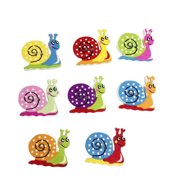 50 træknapper med farverige miljøvenlige tegneserie sneglemønster print DIY trykknapper (forskellige farver) som vist på billedet)
