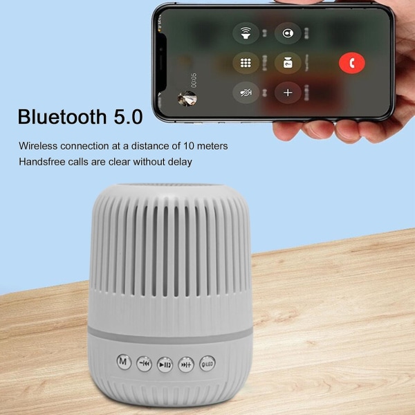 Mini trådlös Bluetooth-högtalare utomhus bärbar plug-in-kort U-disk multifunktionell sju-färgsljus Bluetooth liten stereo 20240589（Vit）