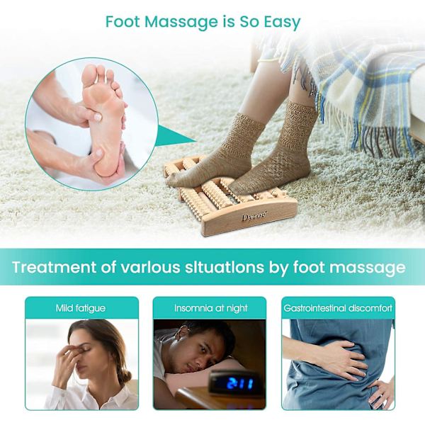 Fotmassage rulle i trä för fotmassage - perfekt för hem & kontor - fotrulle mot hälsporre och plantar fasciit