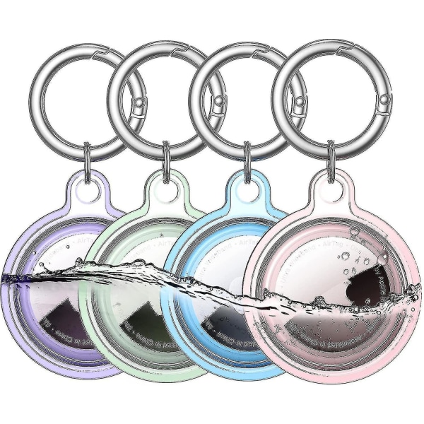 Vanntett Airtag-holder, 4-pak Apple Airtag-nøkkelring, Airtag-etui (4 farger)