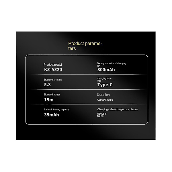 Az20 Bluetooth 5.3 langattomat Earhook-kuulokkeet Hifi High Fidelity -kuulokkeet ulkopeleihin Urheilu H（musta）