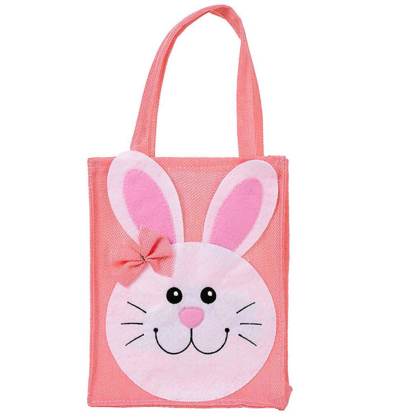 Easter Bunny Bag Bunny Tote Bag Påske Tote Bag Egg Gift Candy Toy (40X20CM, Rosa)