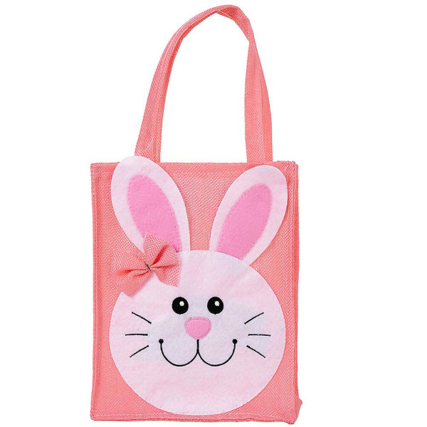 Påskhare Väska Kanin Tote Väska Påsk Tote Väska Ägg Present Godis Leksak (40X20CM, Rosa)