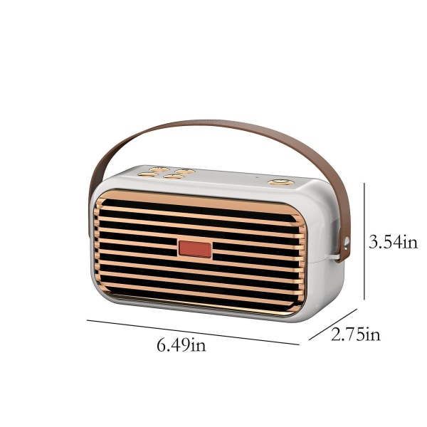 Bluetooth-högtalare utomhus bärbar Bluetooth Stereo Radio trådlös retro handhållen support（Vit）