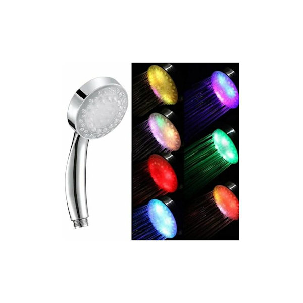 LED-duschhuvud med färgbyte, 7 färger handhållen LED-duschhuvud badrum duschhuvud, LED högtrycksduschhuvud vattensnål spray