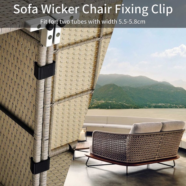 10 stk Udendørs haverotting fletmøbler Justering Fastener Sofa Clip Connector Velegnet til Ra（Sort）