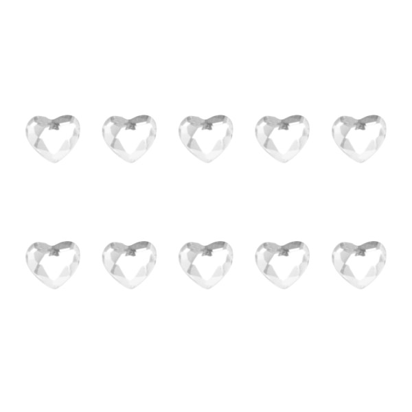 10-paks kroppssmykker hjerteformet strass hjerteformede kroppssmykker glitrende tannnegler Tenner Strasstenner Krystallsett (0,2X0,2cm, hvit)