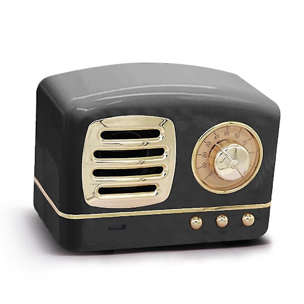 Bärbar Bluetooth Retro Högtalare, Trådlös Mini Vintage Högtalare（Svart）