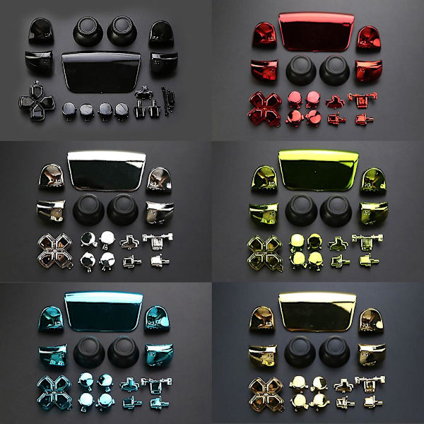 Hemknappalternativknappar Full Set Knappar Reparationsdelar D-pad R1 L1 R2 L2 Set (Rosröd)