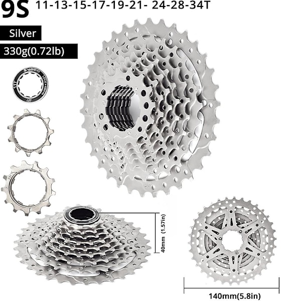 Cykelkassett Cykelkedjehjul Passar Mountainbike, Landsvägscykel, Mtb, Bmx(11-34T)